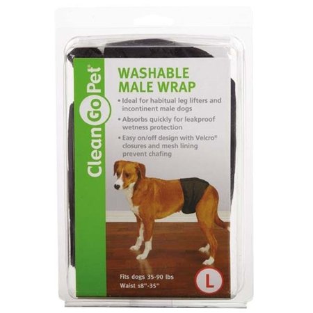 CLEAN GO PET Clean Go Pet ZW6114 18 17 Washable Male Wrap L Blk ZW6114 18 17